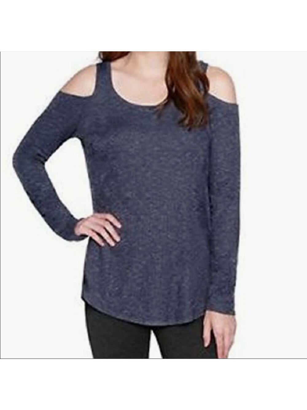 Matty M blouse women's M cold shoulder scoop neck tunic top stretch gray